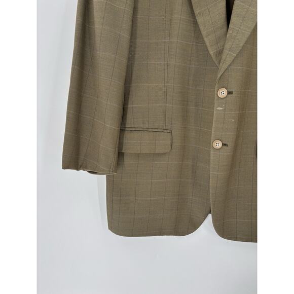 Vintage Marzotto Sartoriale Suit Jacket Mens 44 Brown Plaid Two Button Pockets - Picture 7 of 16